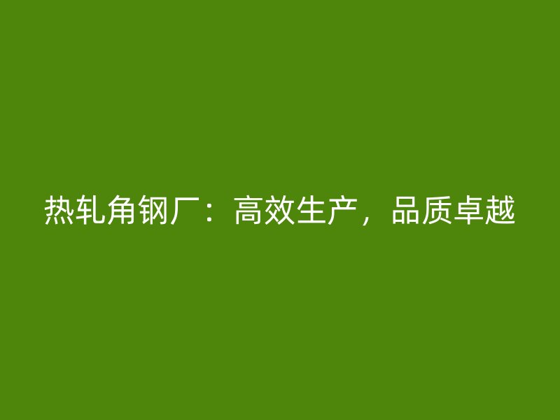 熱軋角鋼廠：高效生產(chǎn)，品質(zhì)卓越