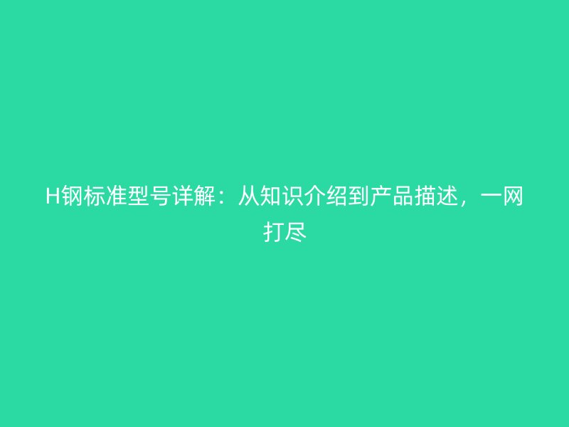 H鋼標準型號詳解：從知識介紹到產(chǎn)品描述，一網(wǎng)打盡