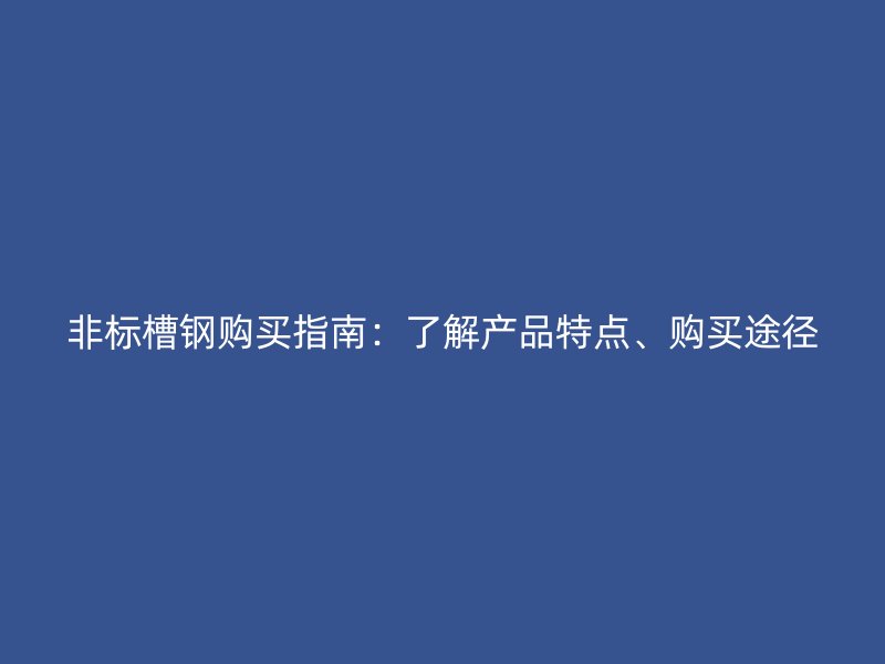 非標槽鋼購買指南：了解產品特點、購買途徑