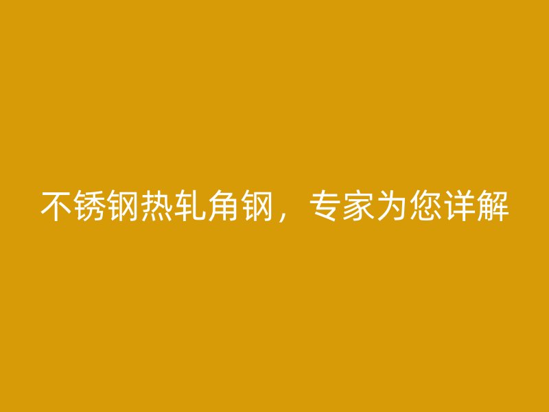 不銹鋼熱軋角鋼，專家為您詳解