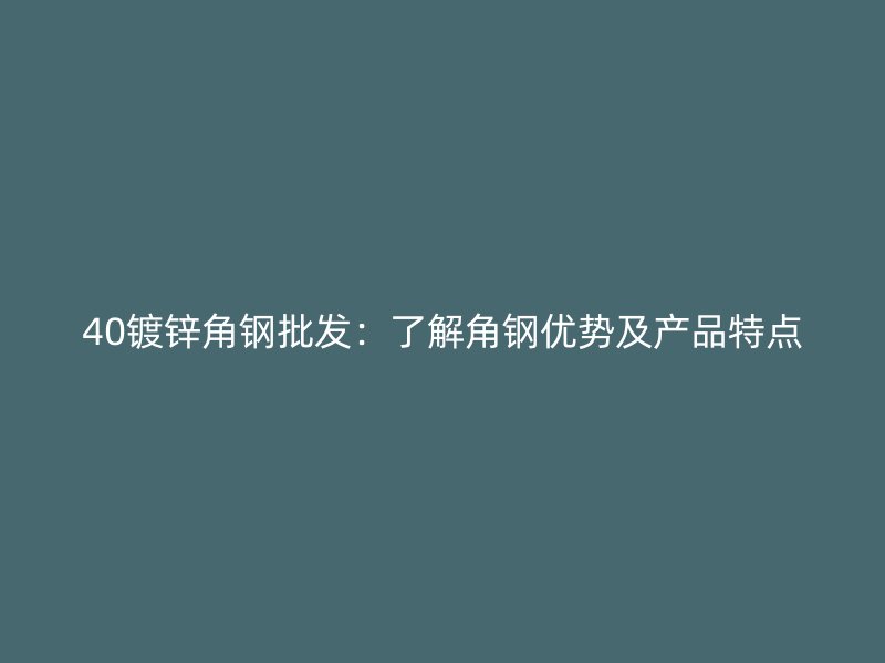 40鍍鋅角鋼批發(fā)：了解角鋼優(yōu)勢(shì)及產(chǎn)品特點(diǎn)