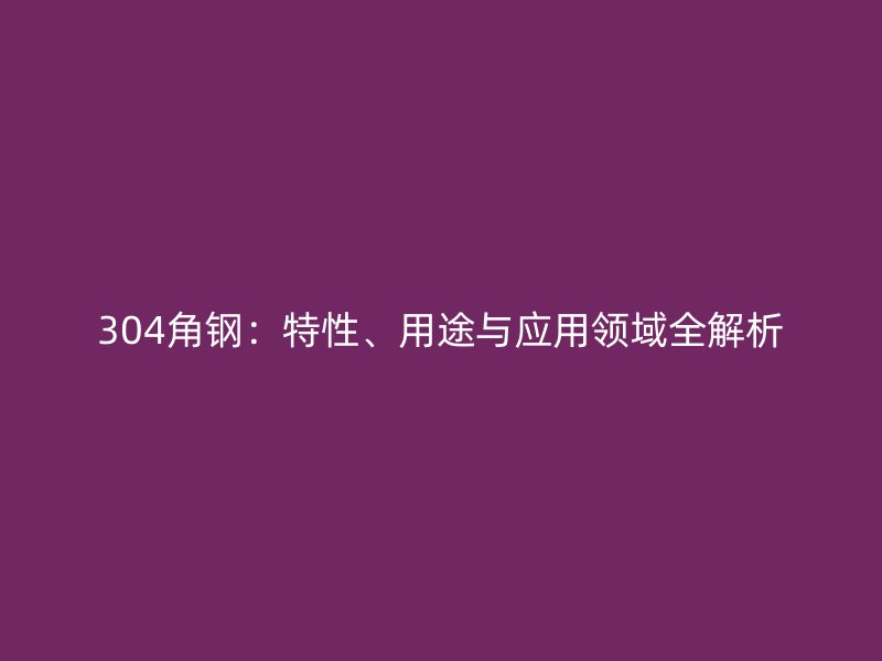 304角鋼：特性、用途與應用領域全解析