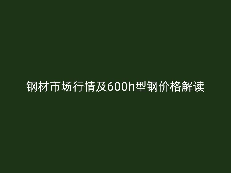 鋼材市場(chǎng)行情及600h型鋼價(jià)格解讀