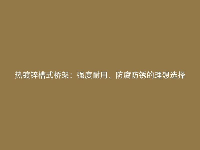 熱鍍鋅槽式橋架：強度耐用、防腐防銹的理想選擇