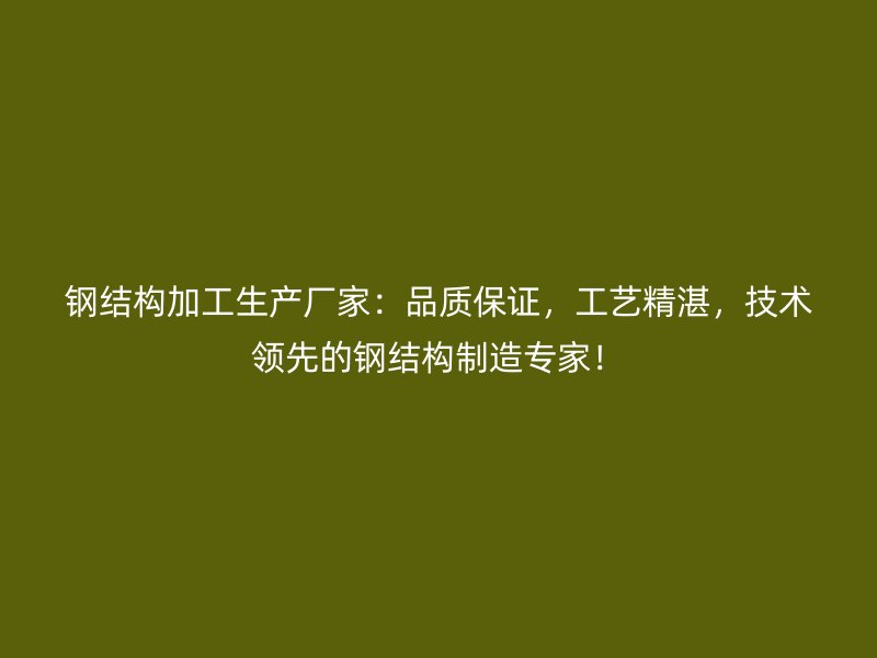 鋼結(jié)構(gòu)加工生產(chǎn)廠家：品質(zhì)保證，工藝精湛，技術(shù)領(lǐng)先的鋼結(jié)構(gòu)制造專家！