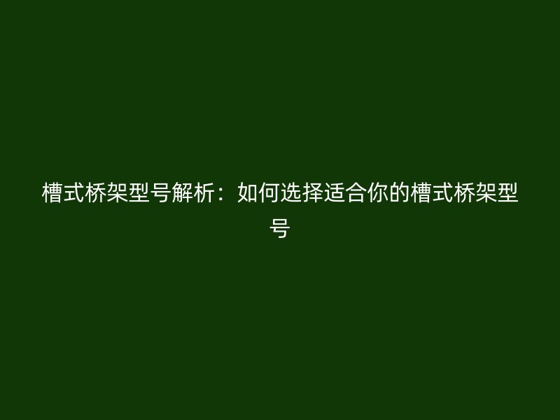 槽式橋架型號(hào)解析：如何選擇適合你的槽式橋架型號(hào)