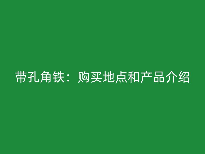 帶孔角鐵：購(gòu)買地點(diǎn)和產(chǎn)品介紹