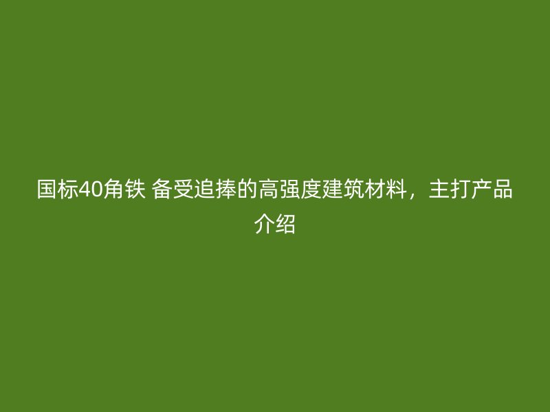 國標40角鐵 備受追捧的高強度建筑材料，主打產(chǎn)品介紹