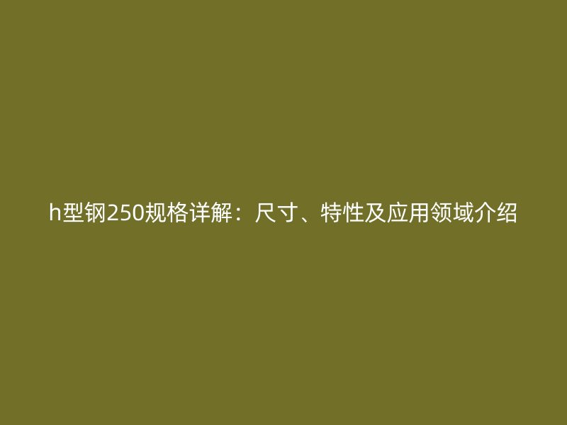 h型鋼250規(guī)格詳解：尺寸、特性及應(yīng)用領(lǐng)域介紹