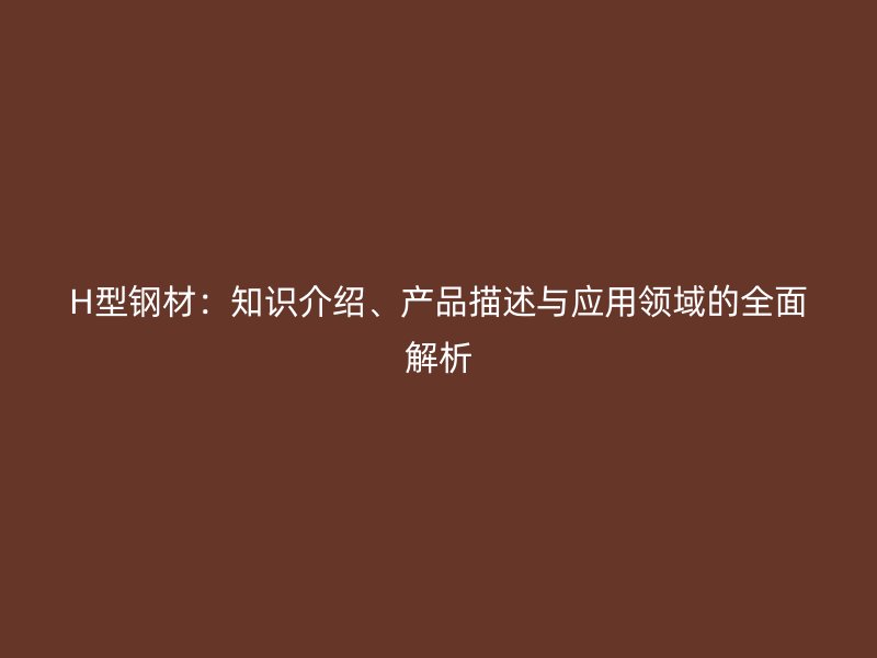 H型鋼材：知識(shí)介紹、產(chǎn)品描述與應(yīng)用領(lǐng)域的全面解析