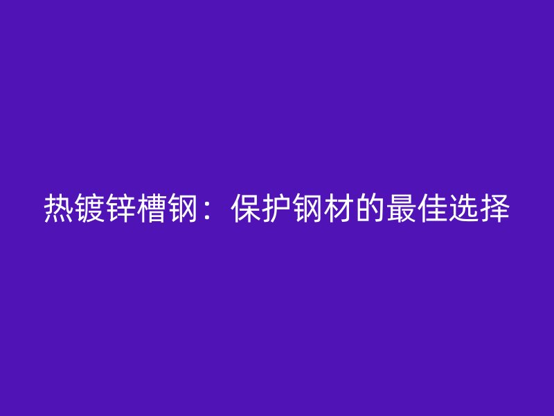熱鍍鋅槽鋼：保護鋼材的最佳選擇
