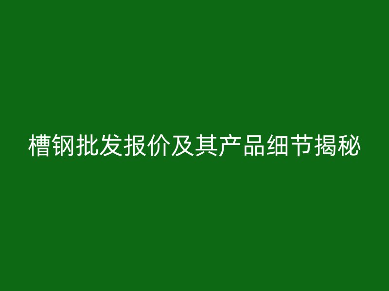 槽鋼批發(fā)報價及其產(chǎn)品細節(jié)揭秘